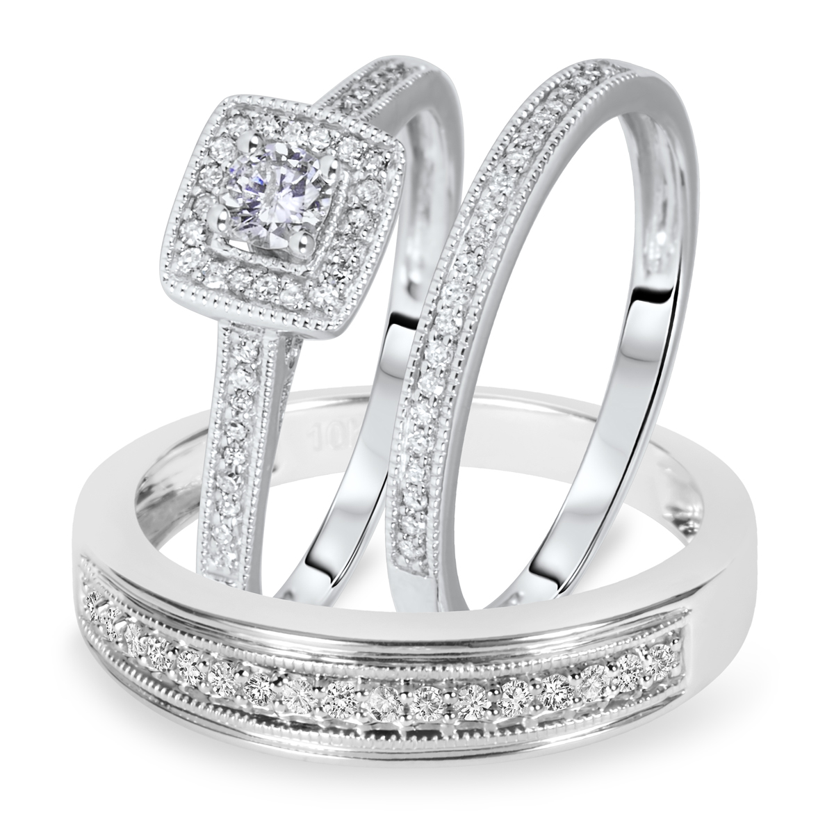 photo: My Trio Rings; Round Cut Diamond Matching Trio Wedding Ring ...